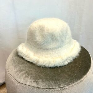 Danier leather ivory white light cream angora bucket hat